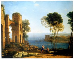 Kustvy med Apollo och Cumaean Sibyll, mellan 1645 och 1649. av Claude Lorrain