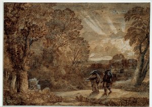 Aeneas och cumae sibylla. Teckning av Claude Gellee sa Le Lorrain (1600-1682) av Claude Lorrain