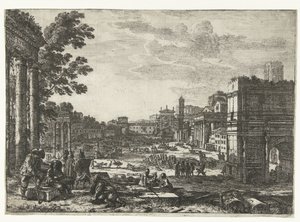 Forum Romanum te Rom Campo Vaccino av Claude Lorrain