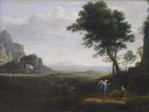 Tyska: Hagar und Ismael in der Wüste Hagar och Ismael i öknen av Claude Lorrain