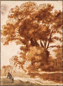 Grupp av träd och vilande herdar, 1630-talet av Claude Lorrain