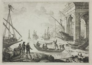 Hamnscenen med en fyr av Claude Lorrain