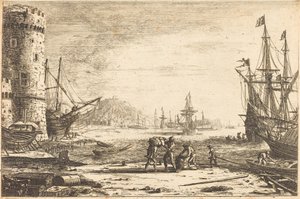 Hamn med ett stort torn av Claude Lorrain