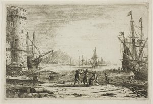Hamn med ett stort torn av Claude Lorrain