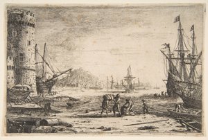 Hamn med stort torn, ca. 1641. av Claude Lorrain