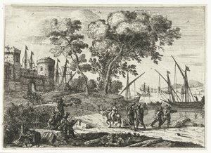 Konstnär i arbete i ett landskap av Claude Lorrain