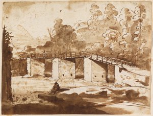 Landskap med en bro av Claude Lorrain
