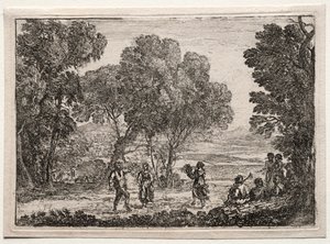 Landskap med en liten tallrik för countrydans, ca. 1637. av Claude Lorrain