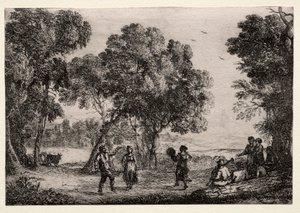 Landskap med en liten tallrik för countrydans, ca. 1637. av Claude Lorrain