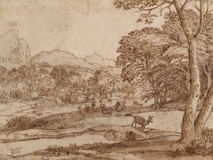 Landskap med en hjord rådjur, 1666 av Claude Lorrain
