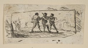 Studie med Brigands Lower Section, ca. 1633. av Claude Lorrain