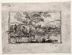 Flocken vid vattningsplatsen, 1635. av Claude Lorrain