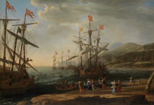 De trojanska kvinnorna sätter eld på sin flotta, ca. 1643. av Claude Lorrain
