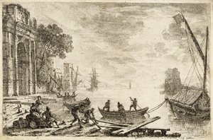 Hamnscen med uppgående sol, 1634 av Claude Lorrain