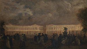 Illumination av Place Louis-XV i samband med Dauphins födelse, oktober 1781, cirka 1781 (olja på duk) av Claude Louis Chatelet