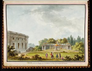 "Vue de Jeu de Bague, de Sa Gallerie, & d"une des Façades du Chateau", från The Queen