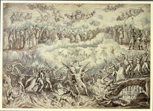A Royalist Allegory (penna & bläck & tvätt på papper) av Claude Louis Desrais