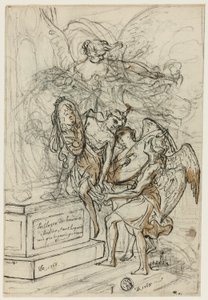 Allegori till kung Stanislas Leszczynskis ära (rekto); Skiss av stående man med utsträckta armar (verso) av Claude Louis Desrais