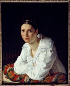 Porträtt av Madame Claude Marie Dubufe (1793-1837), målarens hustru. Målning av Claude Marie Dubufe (1790-1864)