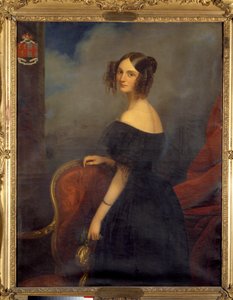 Porträtt av hertiginnan av Valencay, grevinnan av Talleyrand Perigord född Anne Louise de Montmorency (1810-1855) av Claude Marie Dubufe (1790-1864). 1800-talet