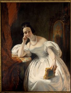 Ung flicka i spegeln. Målning av Claude Marie Dubufe (1790-1864)
