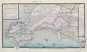 Atlas 131 H.fol 71 Karta över en del av Bas-Poitou och Ile de Noirmoutier, 1703 (penna, bläck och wc på papper)