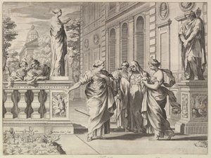 Allegori till ära för det romerska kollegiet grundat av familjen Borghese, 1615-88. av Claude Mellan