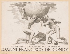 Atlas ger den himmelska sfären till Hercules av Claude Mellan