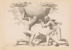 Atlas ger den himmelska sfären till Hercules av Claude Mellan