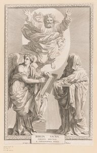 Gud med personifiering av historia och profetior Titelsida för: Biblia Sacra, 1642 av Claude Mellan