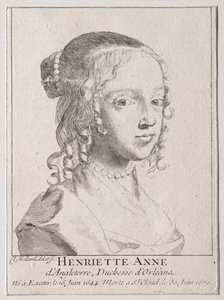 Henriette-Marie dAngleterre, hertiginna dOrleans. av Claude Mellan