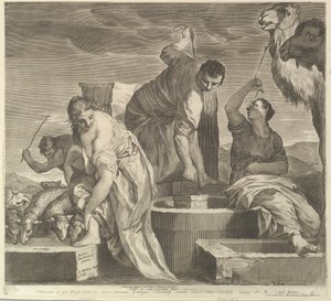 Jacob drar vatten åt Rachels djur Jacob vattnar Rachels flock. av Claude Mellan