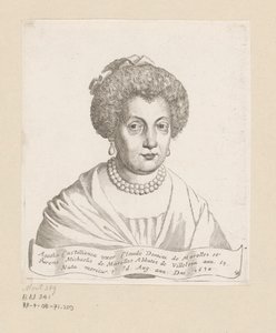 Porträtt av Agathe de Chatillon av Claude Mellan