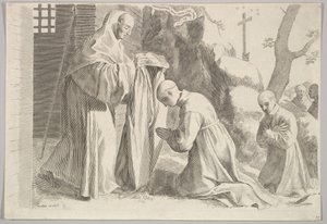 St. Bernard får en munkvana. av Claude Mellan