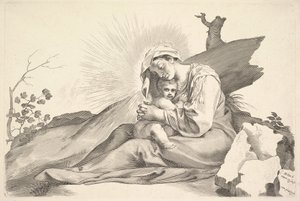 Jungfru och barn. av Claude Mellan