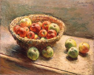 En skål med äpplen; Äppelkorgen, 1880 av Claude Monet