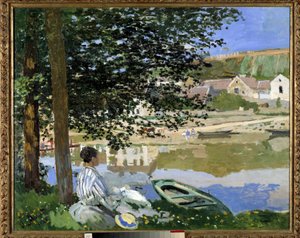 Vid kanten av vattnet i Bennecourt av Claude Monet