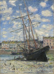 Båt vid lågvatten av Claude Monet