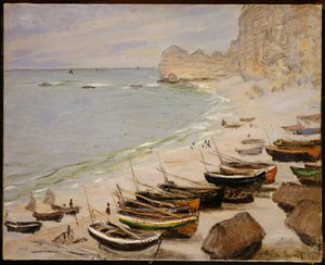 Båtar på stranden vid Etretat, 1883 av Claude Monet