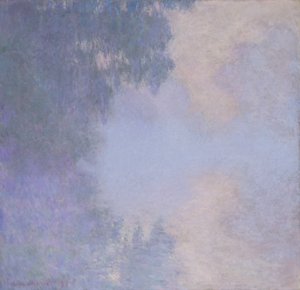 Seinen gren nära Giverny (dimma) av Claude Monet