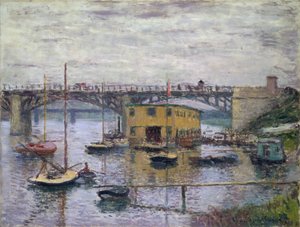 Bron vid Argenteuil på en grå dag, ca 1876 (olja på duk) av Claude Monet