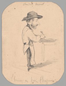 Karikatyr av en man i den lilla hatten av Claude Monet