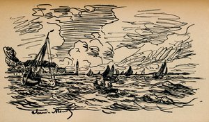 Seinen mynning vid Honfleur, c1865 av Claude Monet