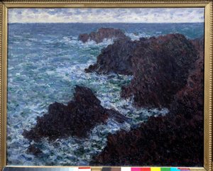 The Rocks of Belle Ile (Belle-Ile), den vilda kusten Målning av Claude Monet (1840-1926) 1800-talets sön. 0,65x0,81m. Paris, Musée d