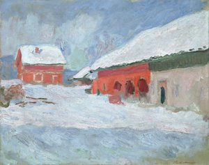 Norge, Röda husen på Bjørnegaard, 1895 av Claude Monet