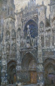 Rouens katedral, portalen; grått väder av Claude Monet