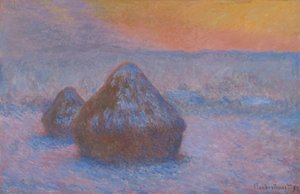 Högar av vete (solnedgång, snöeffekt) av Claude Monet