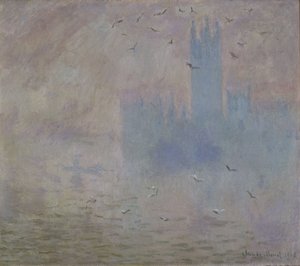 Parlamentsbyggnaderna, måsar av Claude Monet