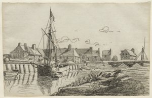 Hamnen i Touques, ca 1864 av Claude Monet