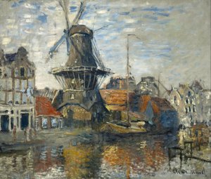 Vindkvarn vid Onbekende Gracht, Amsterdam av Claude Monet